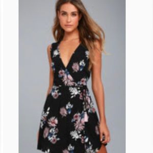 Midnight Flower Black Floral Print Wrap Dress
